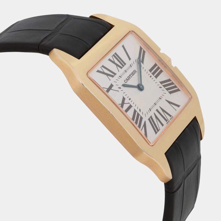 Pre Owned Cartier Dumont W2006951 Manual Winding Silver Dial 18K Rose Gold Men's Wristwatch 35 mm