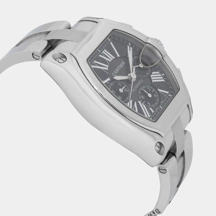 Pre Owned Cartier Roadster XL W62007X6 Automatic Black Dial Stainless Steel Men's Wristwatch 41 mm
