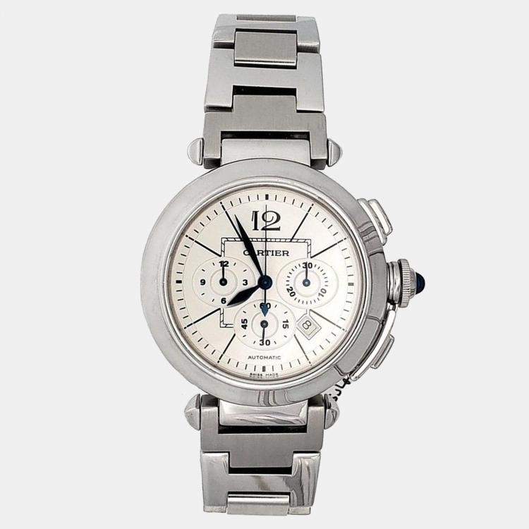 Pre Owned Cartier Pasha W31085M7 Automatic Silver Stainless Steel Men's Wristwatch 42 mm