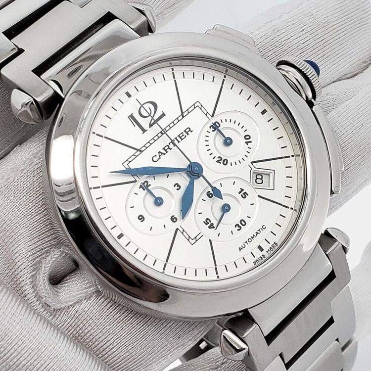 Pre Owned Cartier Pasha W31085M7 Automatic Silver Stainless Steel Men's Wristwatch 42 mm