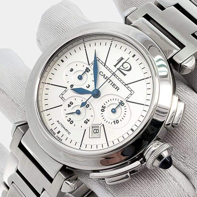 Pre Owned Cartier Pasha W31085M7 Automatic Silver Stainless Steel Men's Wristwatch 42 mm