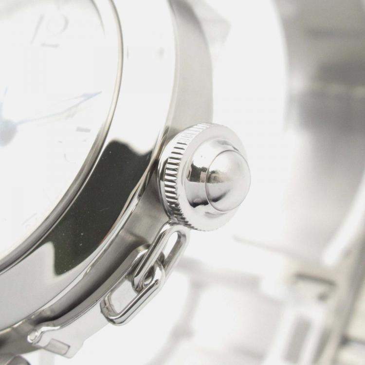 Pre Owned Cartier Pasha C W31074M7 Automatic White Stainless Steel Men's Wristwatch 35 mm