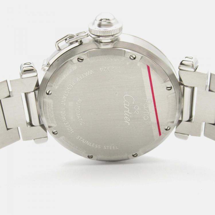 Pre Owned Cartier Pasha C W31074M7 Automatic White Stainless Steel Men's Wristwatch 35 mm