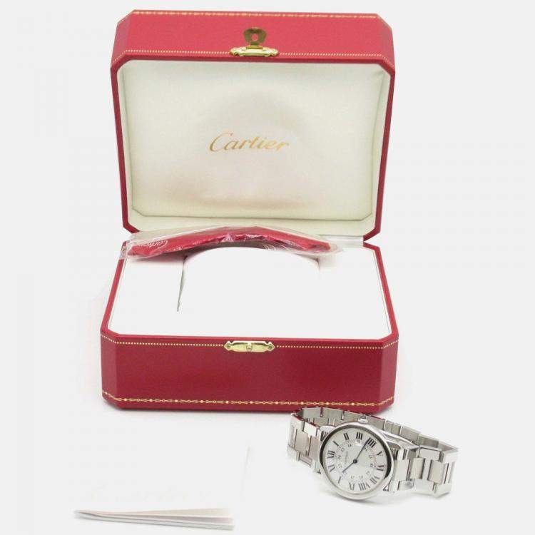 Pre Owned Cartier Ronde Solo W6701005 Quartz Silver Stainless Steel Men's Wristwatch  35.5 mm