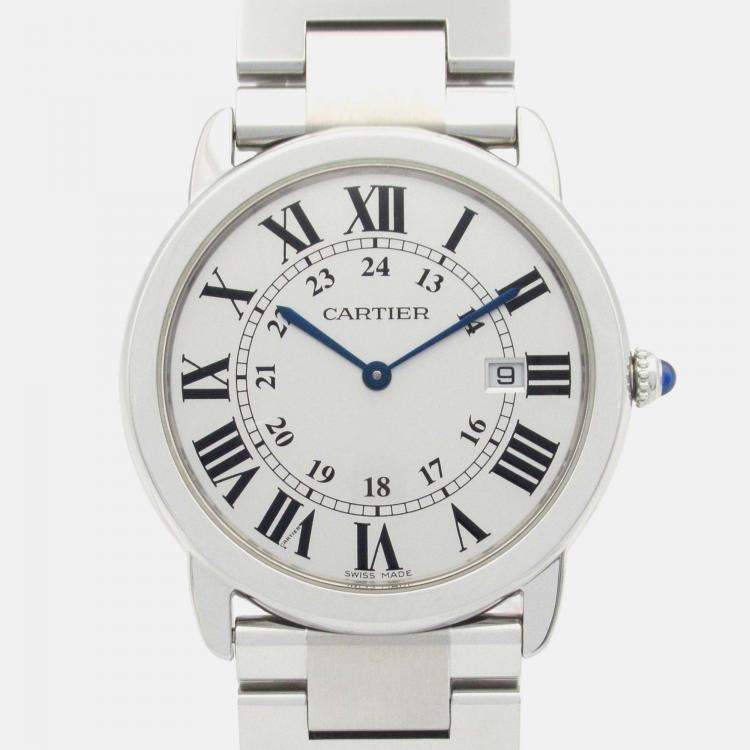 Pre Owned Cartier Ronde Solo W6701005 Quartz Silver Stainless Steel Men's Wristwatch  35.5 mm
