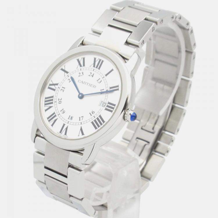 Pre Owned Cartier Ronde Solo W6701005 Quartz Silver Stainless Steel Men's Wristwatch  35.5 mm