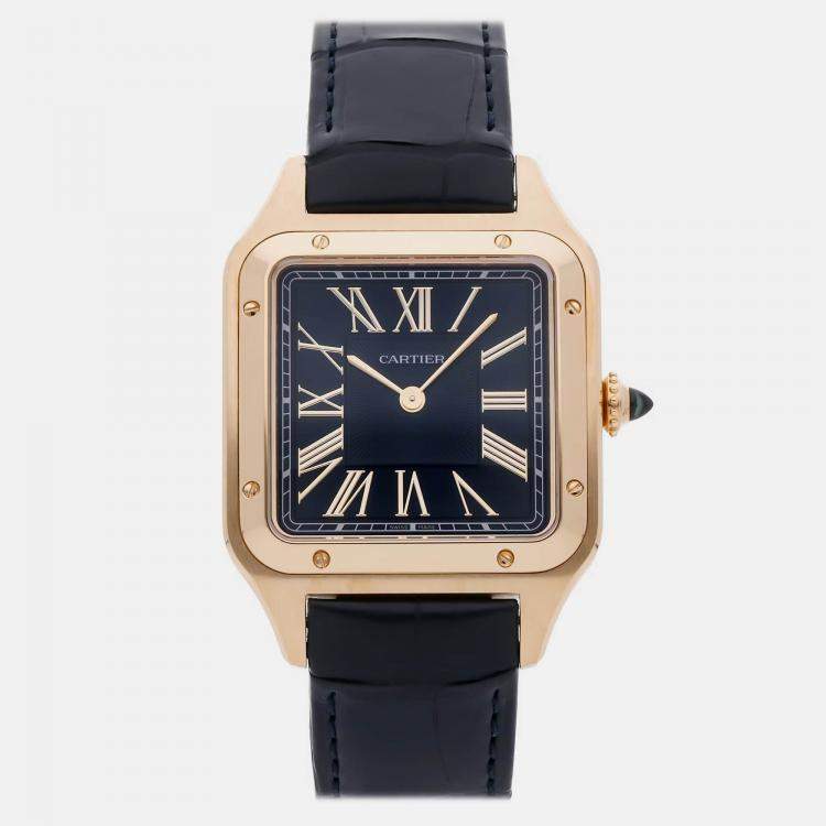 Pre Owned Cartier Santos Dumont WGSA0115 Quartz Blue 18k Yellow Gold Women’s Wristwatch 31 mm