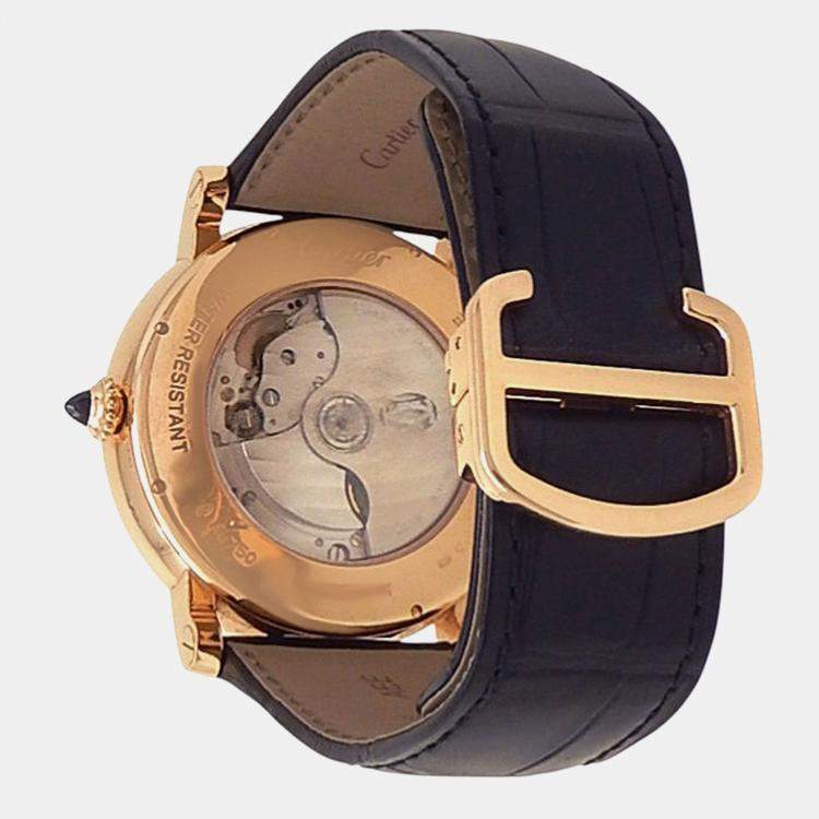 Pre Owned Cartier Rotonde de Cartier W1556220 Automatic Silver 18K Rose Gold Men’s Wristwatch 42 mm