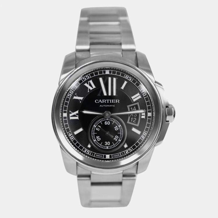 Pre Owned Cartier Calibre de Cartier W7100016 Automatic Black Stainless Steel Men's Wristwatch 42 mm
