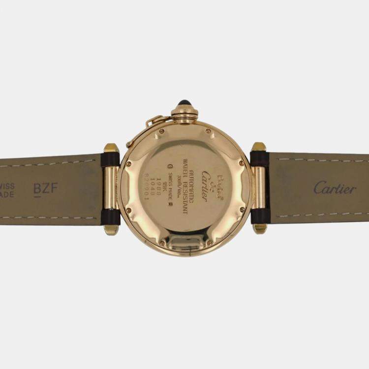 Pre Owned Cartier Pasha 820901 Automatic Silver 18K Yellow Gold Men's Wristwatch 38 mm