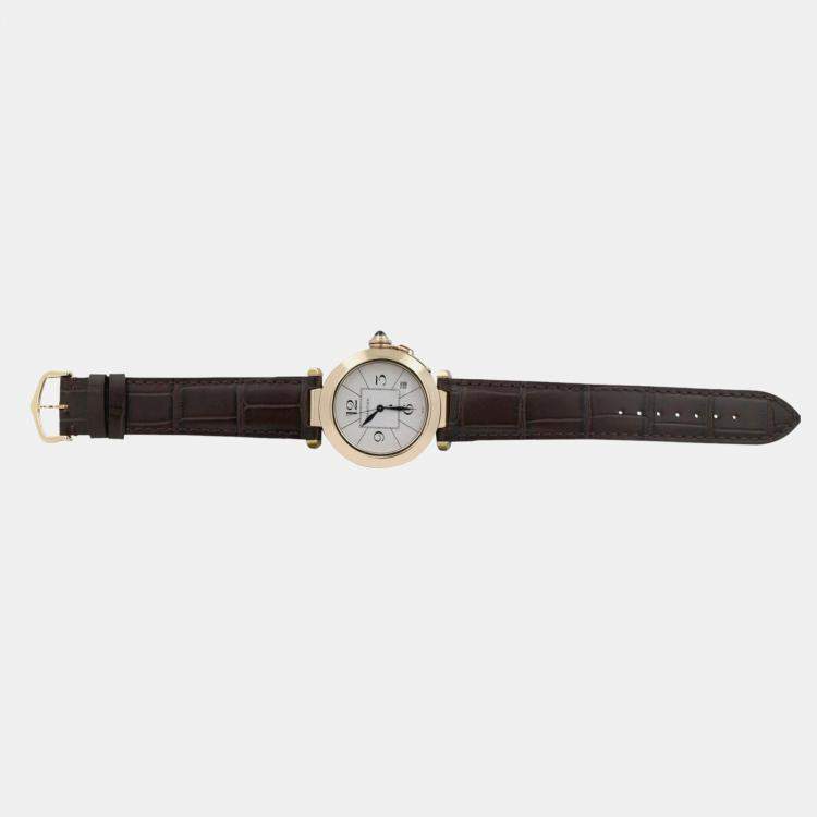 Pre Owned Cartier Pasha 820901 Automatic Silver 18K Yellow Gold Men's Wristwatch 38 mm