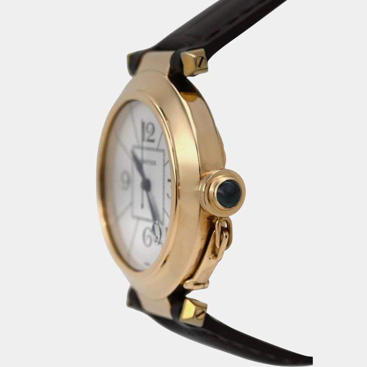 Pre Owned Cartier Pasha 820901 Automatic Silver 18K Yellow Gold Men's Wristwatch 38 mm