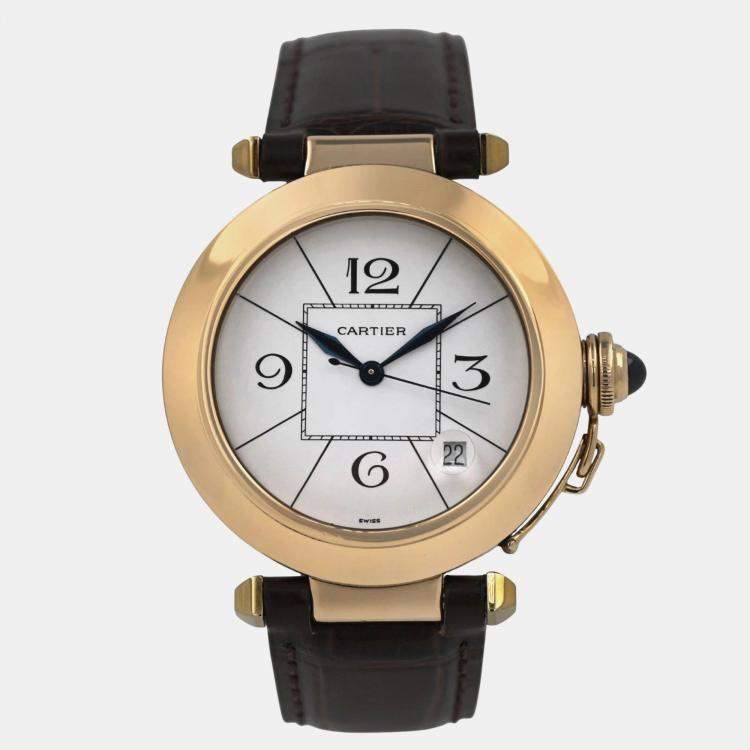 Pre Owned Cartier Pasha 820901 Automatic Silver 18K Yellow Gold Men's Wristwatch 38 mm