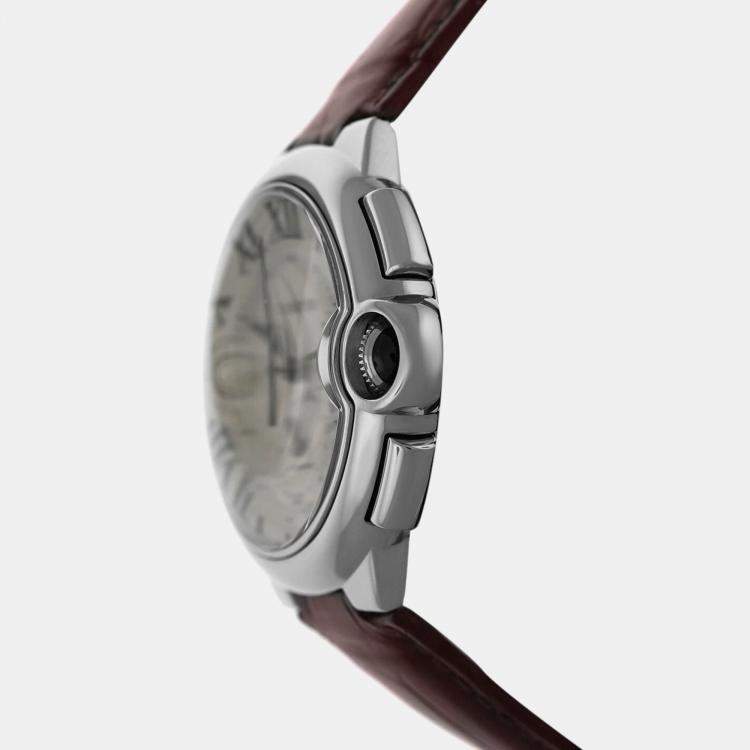 Pre Owned Cartier Ballon Bleu W6920005 Automatic Silver 18k White Gold Men's Wristwatch 42 mm