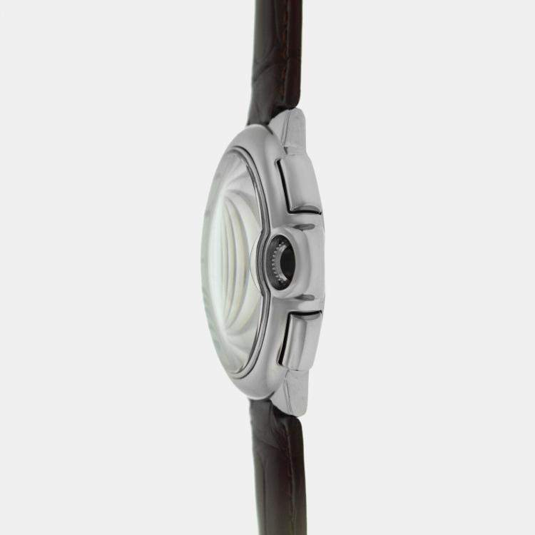 Pre Owned Cartier Ballon Bleu W6920005 Automatic Silver 18k White Gold Men's Wristwatch 42 mm