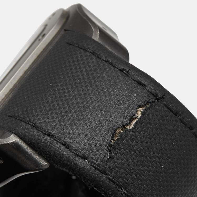 Pre Owned Cartier Black Titanium Stainless Steel Calf Leather Santos 100 XL W2020005 Men's Wristwatch 41 mm 