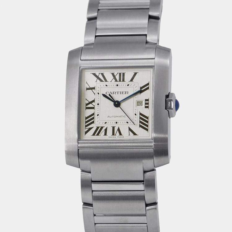 Pre Owned Cartier Tank Francaise WSTA0067 Automatic Silver Stainless Steel Men's Wristwatch 30.5 mm
