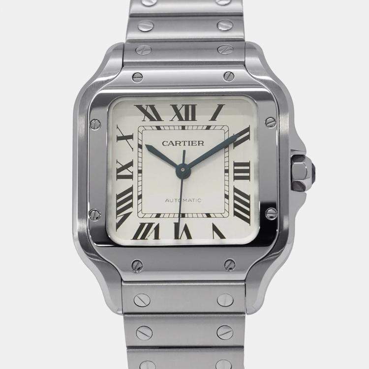Pre Owned Cartier Santos WSSA0029 Automatic Silver Stainless Steel Men's Wristwatch 35 mm