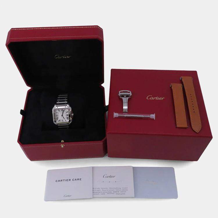 Pre Owned Cartier Santos WSSA0029 Automatic Silver Stainless Steel Men's Wristwatch 35 mm