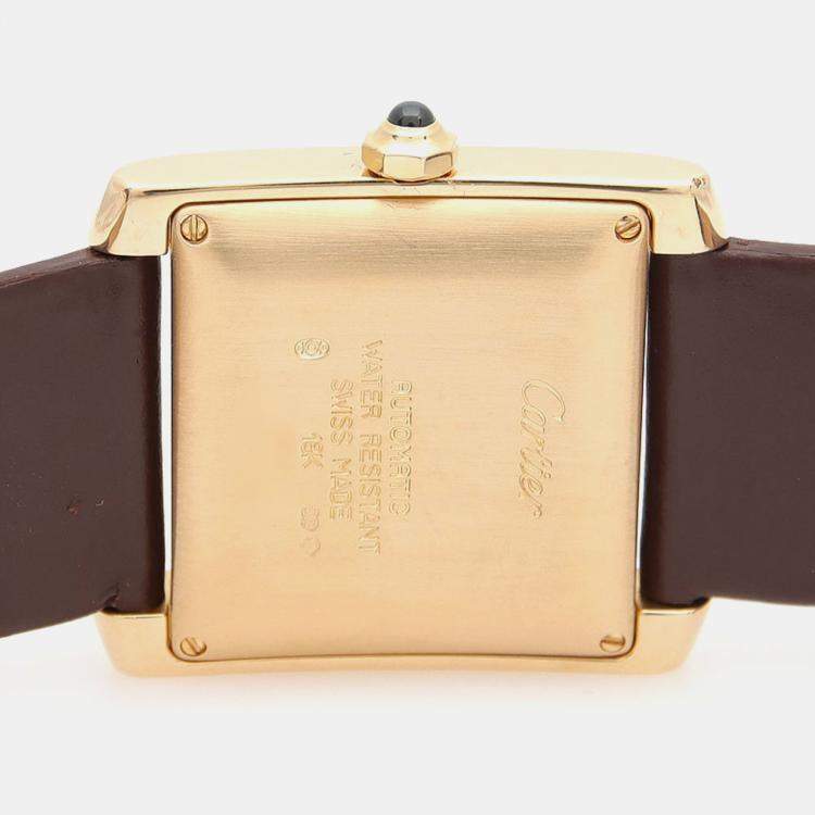 مملوكة مسبقًا ساعة يد رجالية كارتير تانك فرنسيس W5000156 أوتوماتيك ذهب أصفر 28 مم