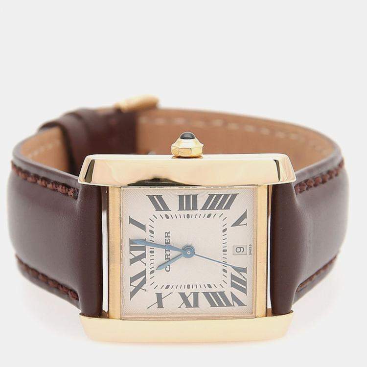 مملوكة مسبقًا ساعة يد رجالية كارتير تانك فرنسيس W5000156 أوتوماتيك ذهب أصفر 28 مم
