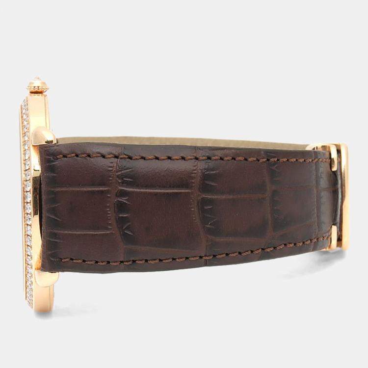 Pre Owned Cartier Ronde Louis Diamond Manual Winding Rose Gold Men's Wristwatch 42 mm