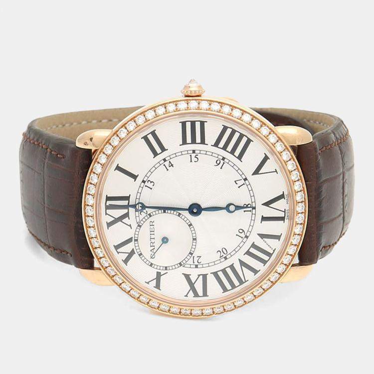 Pre Owned Cartier Ronde Louis Diamond Manual Winding Rose Gold Men's Wristwatch 42 mm