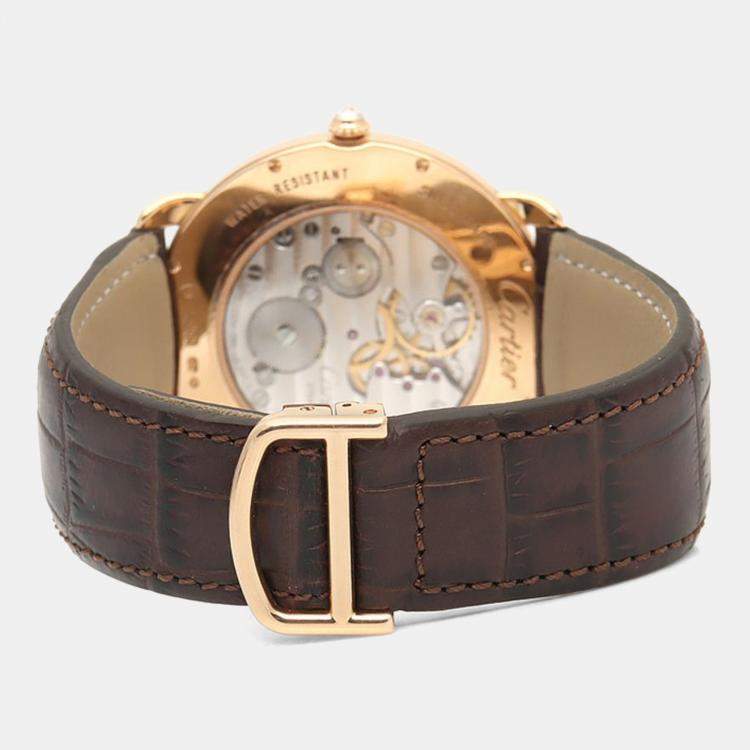 Pre Owned Cartier Ronde Louis Diamond Manual Winding Rose Gold Men's Wristwatch 42 mm