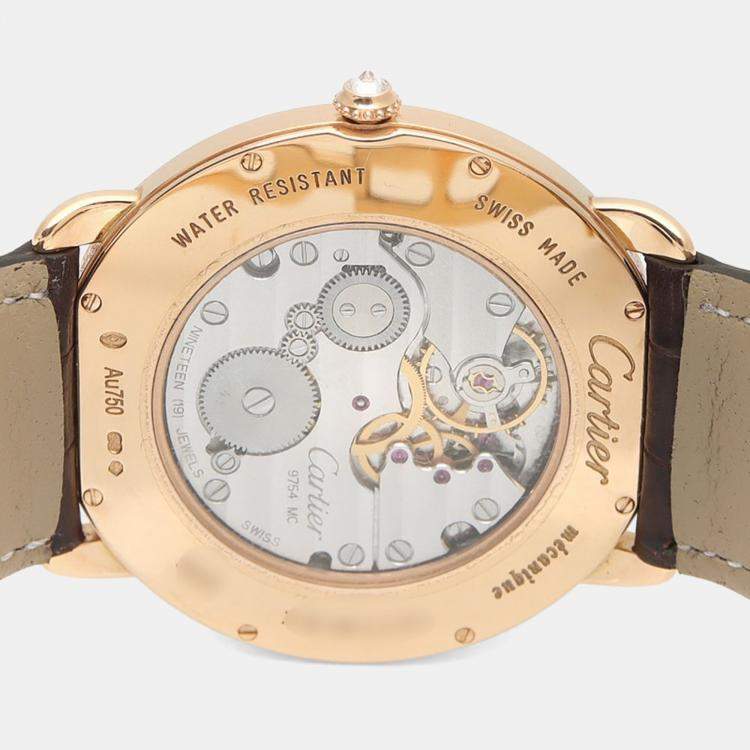 Pre Owned Cartier Ronde Louis Diamond Manual Winding Rose Gold Men's Wristwatch 42 mm