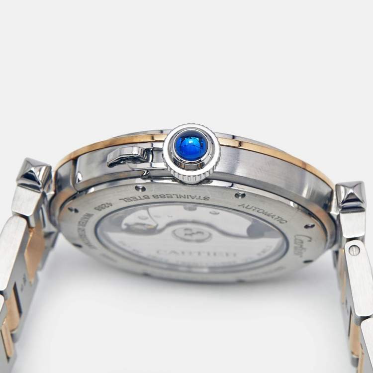 Pre Owned Cartier Pasha De Cartier CRW2PA0009 Silver Dial 18K Yellow Gold Stainless Steel Men's Wristwatch 41 mm