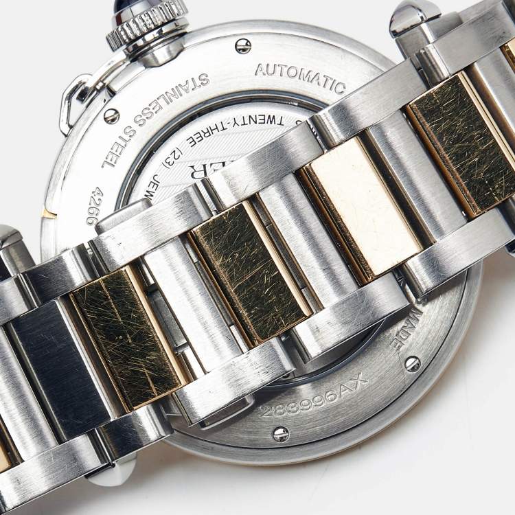 Pre Owned Cartier Pasha De Cartier CRW2PA0009 Silver Dial 18K Yellow Gold Stainless Steel Men's Wristwatch 41 mm