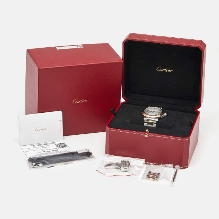 Pre Owned Cartier Pasha De Cartier CRW2PA0009 Silver Dial 18K Yellow Gold Stainless Steel Men's Wristwatch 41 mm