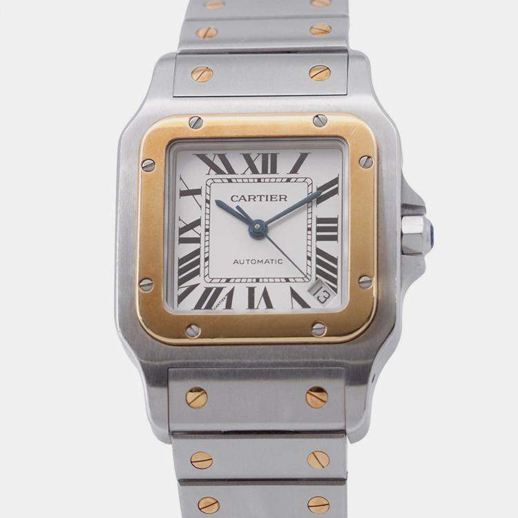 Pre Owned Cartier Santos Galbee W20099C4 Automatic White Stainless Steel Men's Wristwatch 32 mm