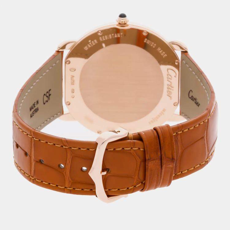 Pre Owned Cartier Ronde Louis W6801004 Manual Winding Silver Dial 18k Rose Gold Men's Wristwatch 42mm