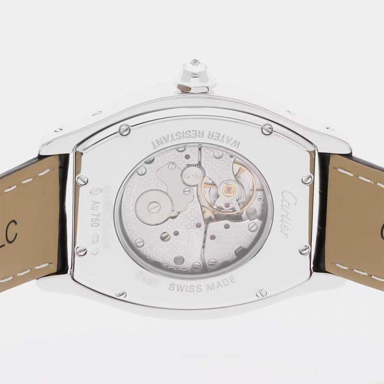 Pre Owned Cartier Tortue WA503851 Manual Winding Silver Dial 18k White Gold Women's Wristwatch 34mm