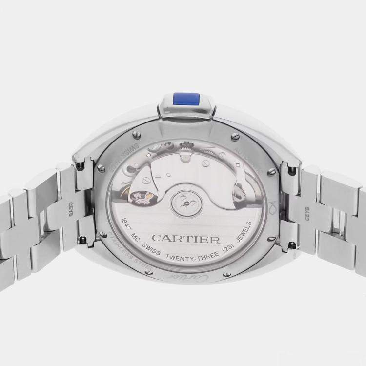 Pre Owned Pre-Owned Cartier Cle WSCL0006 Silver Automatic Stainless Steel  Men's Wristwatch 35 MM