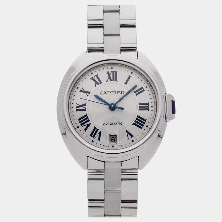 Pre Owned Pre-Owned Cartier Cle WSCL0006 Silver Automatic Stainless Steel  Men's Wristwatch 35 MM