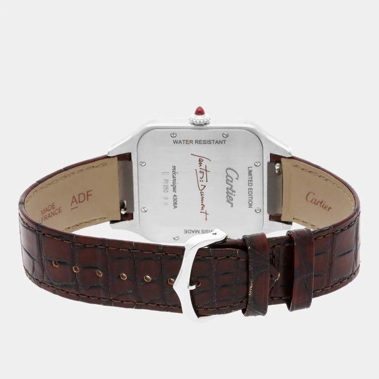 Pre Owned Pre-Owned Cartier Santos-Dumont XL WGSA0082 Beige Manual Winding Platinum Men's Wristwatch 33 MM