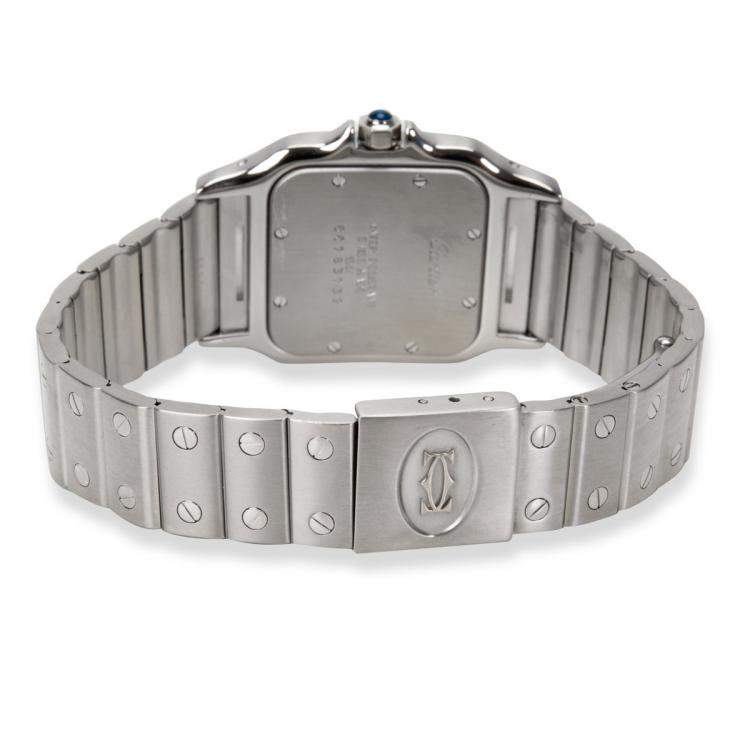 Pre Owned Cartier Grey Stainless Steel Santos Galbee W20060D6 Men's Wristwatch 29MM