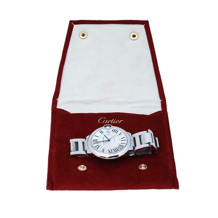 Pre Owned Cartier Silver Stainless Steel Ballon Bleu 3765 Men's Wristwatch 42MM