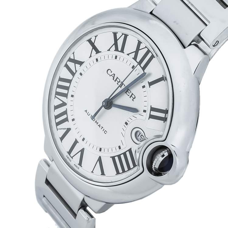 Pre Owned Cartier Silver Stainless Steel Ballon Bleu 3765 Men's Wristwatch 42MM