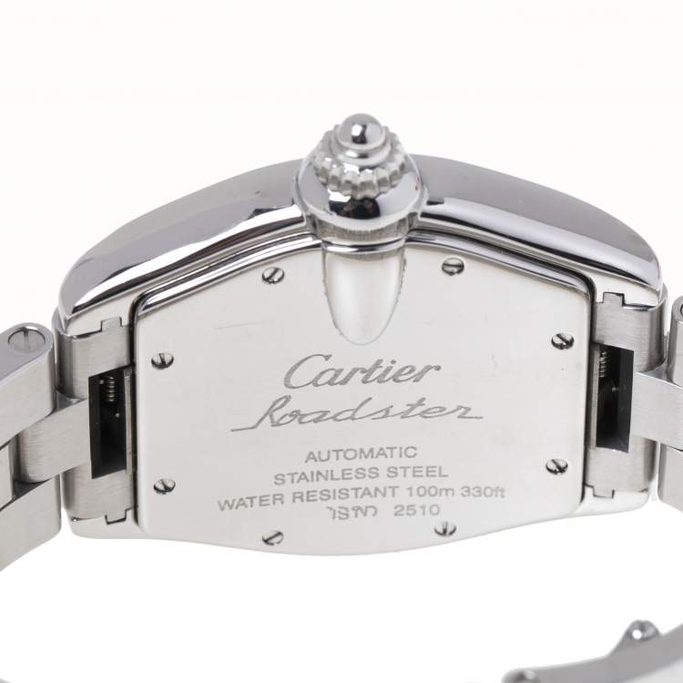 Pre Owned Cartier Black Stainless Steel Roadster 2510 Men's Wristwatch 38 mm