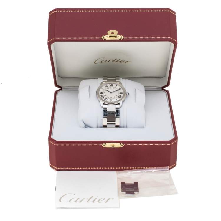 Pre Owned Cartier Silver Stainless Steel Ronde Solo 3603 Men's Wristwatch 36 mm