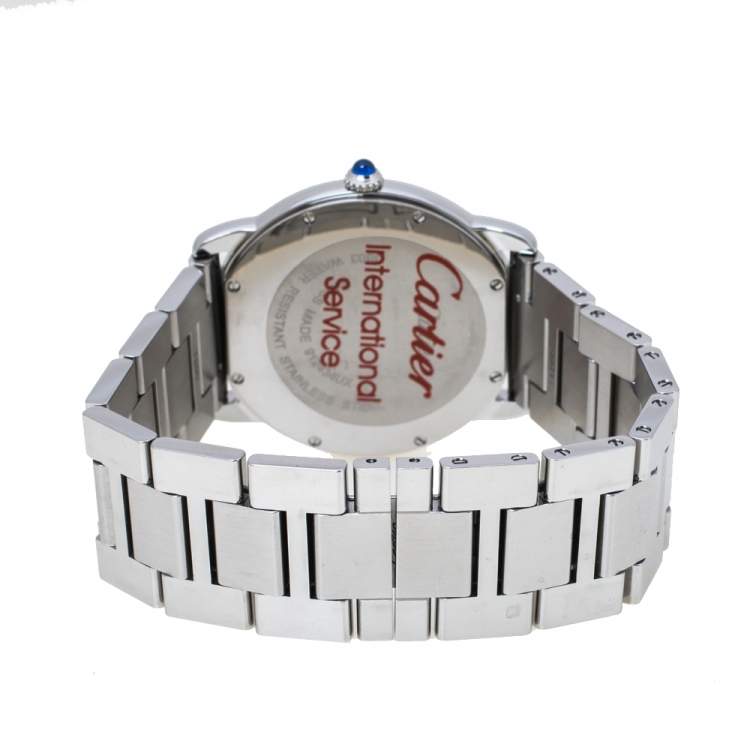 Pre Owned Cartier Silver Stainless Steel Ronde Solo 3603 Men's Wristwatch 36 mm
