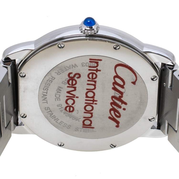 Pre Owned Cartier Silver Stainless Steel Ronde Solo 3603 Men's Wristwatch 36 mm
