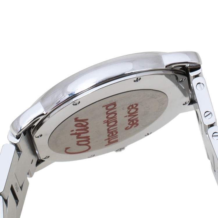 Pre Owned Cartier Silver Stainless Steel Ronde Solo 3603 Men's Wristwatch 36 mm