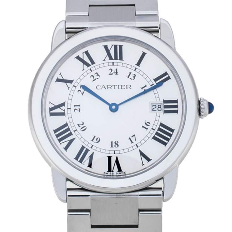 Pre Owned Cartier Silver Stainless Steel Ronde Solo 3603 Men's Wristwatch 36 mm