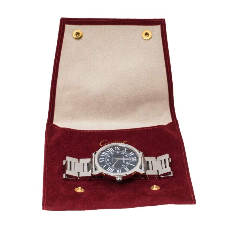 Pre Owned Cartier Blue Stainless Steel Ronde Solo de Cartier Automatic Men's Wristwatch 41MM