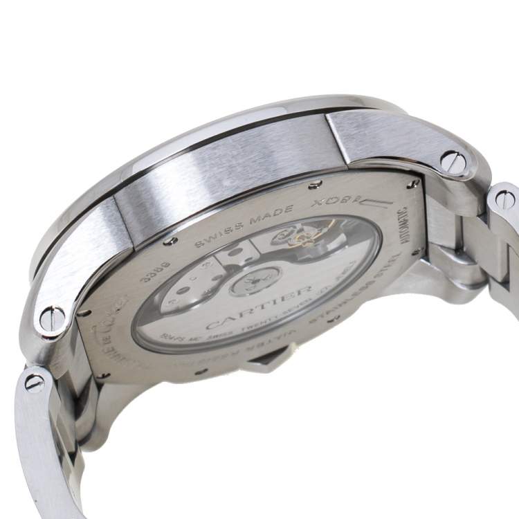 Pre Owned Cartier White Stainless Steel Calibre De Cartier 3389 W7100016 Automatic Men's Wristwatch 42MM
