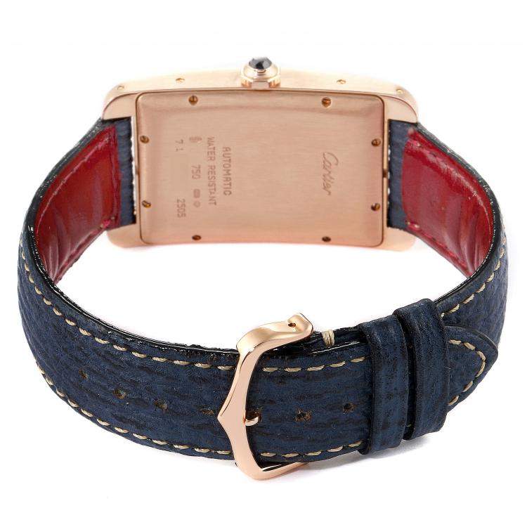 Pre Owned Cartier Silver 18K Rose Gold Tank Americaine W2609156 Men's Wristwatch 26 x 45 MM